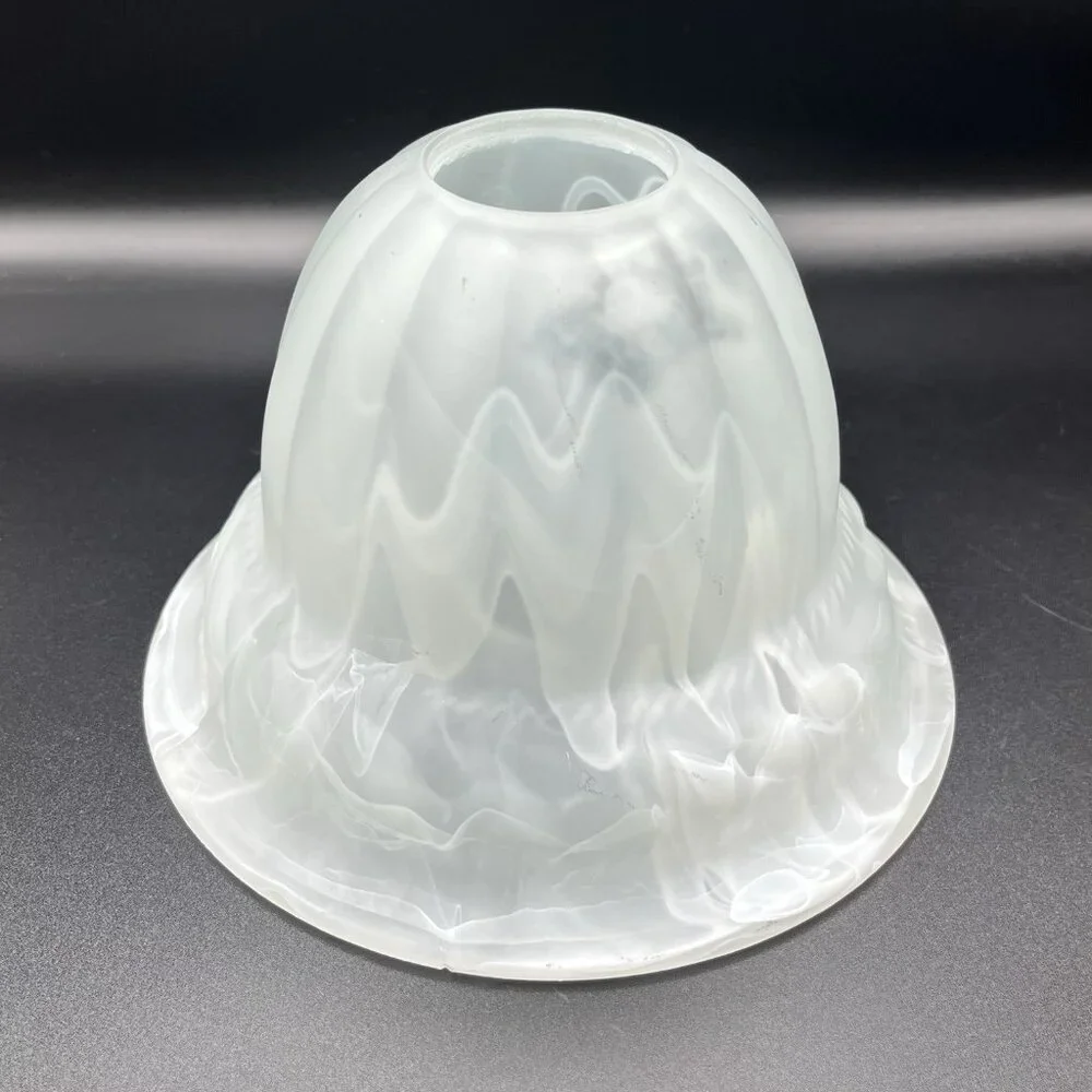 Vintage Swirled Opaline Glass Shade 1⅝” Fitter Mid Century Lamp Retro White